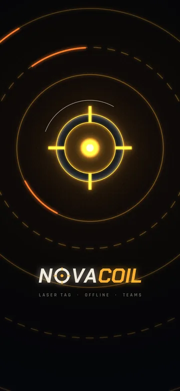 The NovaCoil wallpaper: a glowing crosshair over target rings, the NovaCoil wordmark below